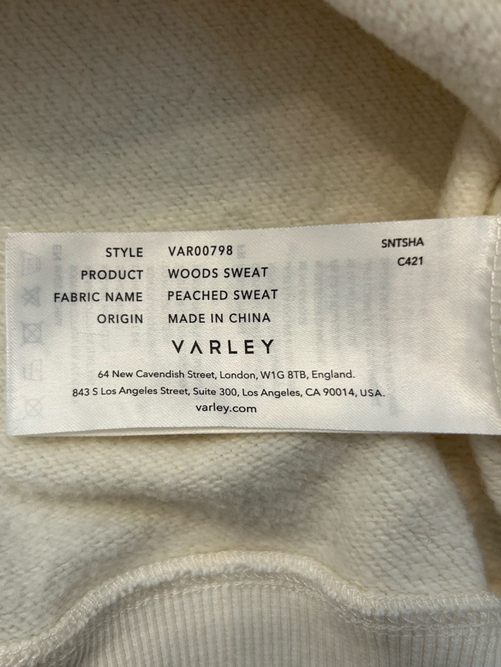Varley Woods Sweat Sweatshirt Womens Medium Pullover Cream Anthropologie - Picture 7 of 15